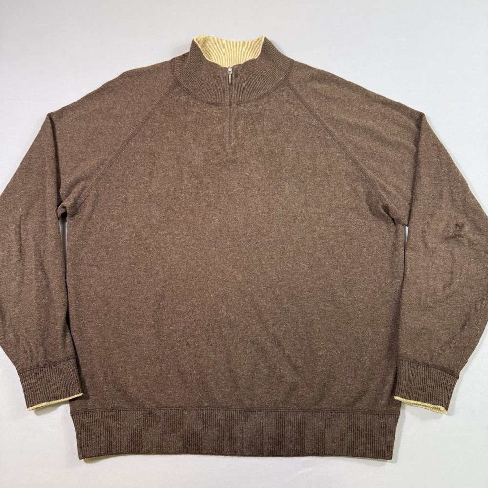 Vintage Patagonia Sweater‎ Mens Medium Brown 1/4 Zip 100% Cashmere *Small Hole*